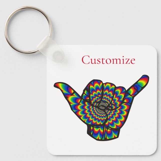 Hawaiian Shaka Psychedelic Thunder_Cove Nyckelring (Framsida)