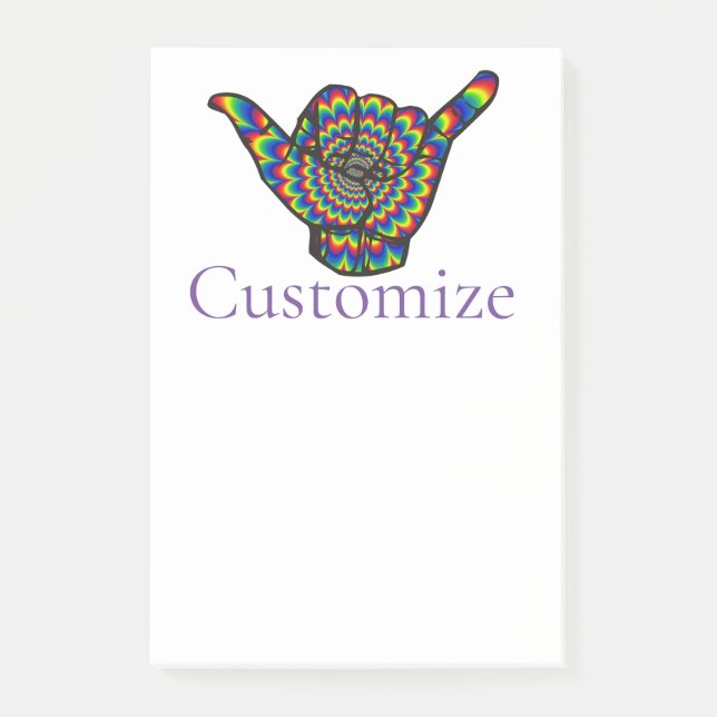 Hawaiian Shaka Psychedelic Thunder_Cove Post-it Block (Framsida)