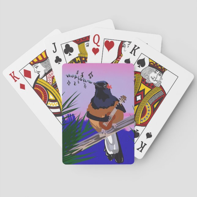 Hawaiian Shama Bird spelar ukulele Casinokort (Baksidan)