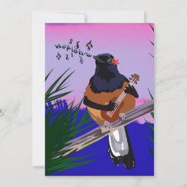 Hawaiian Shama Bird spelar ukulele Julkort