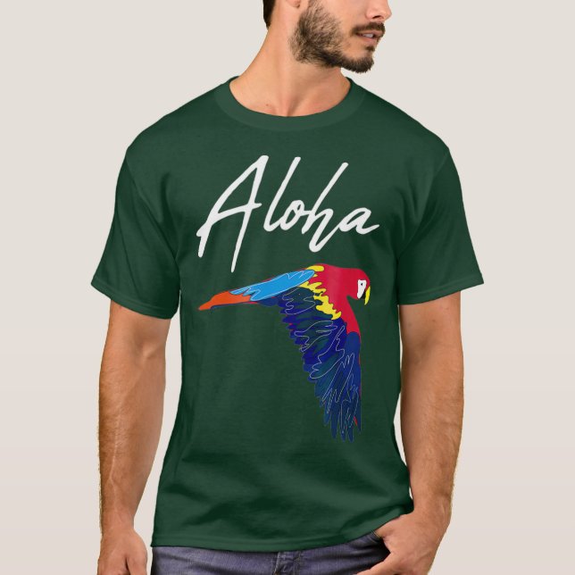 Hawaiian Shirt Aloha Parrot Tropical Luau Women T Shirt (Framsida)