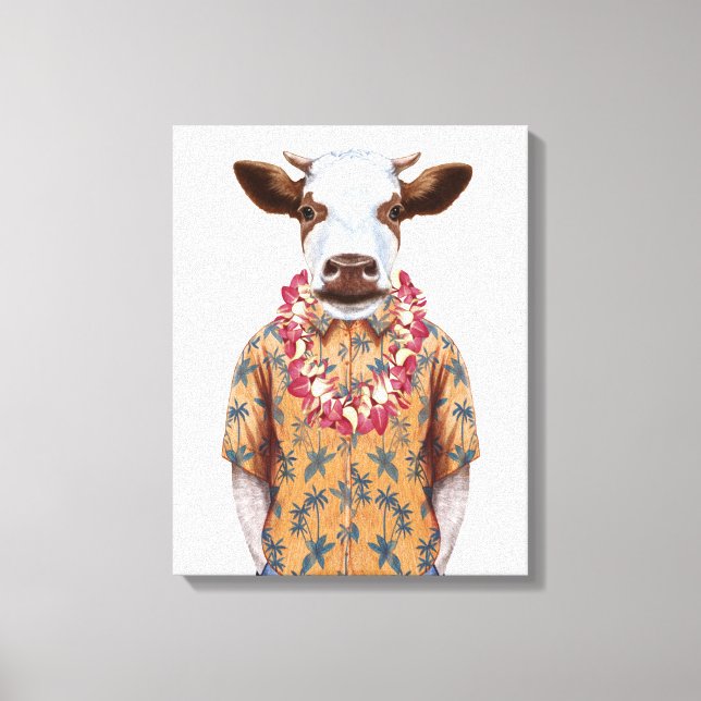 Hawaiian Shirt Cow Canvastryck (Framsida)