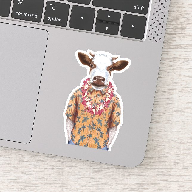 Hawaiian Shirt Cow Klistermärken (Detalj)