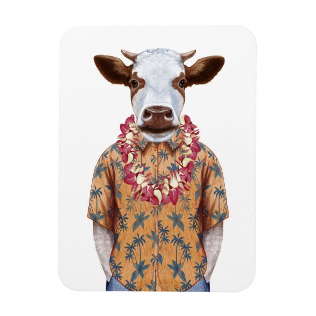 Hawaiian Shirt Cow Magnet (Vertikal)