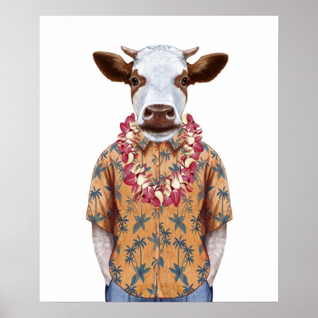 Hawaiian Shirt Cow Poster (Framsidan)