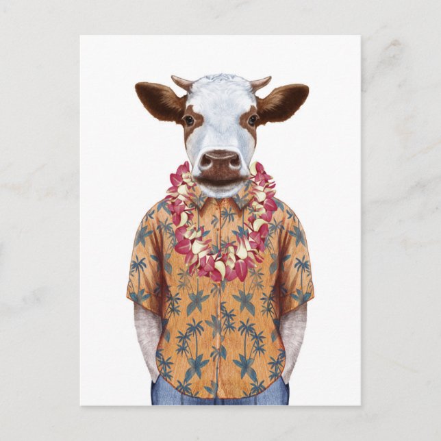 Hawaiian Shirt Cow Vykort (Framsida)
