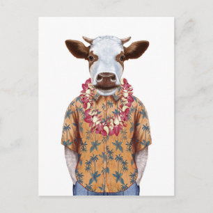 Hawaiian Shirt Cow Vykort