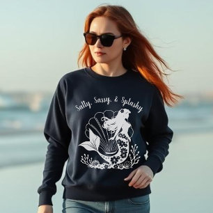 Hawaiian Sjöjungfru-Salty, Sassy & Splashy Navy Bl T Shirt