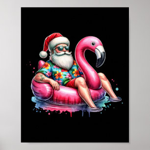 Hawaiian skjorta jultomte flamingo flotte jul i poster