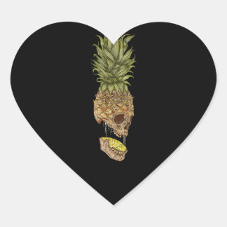 Hawaiian Skull Pineapple Summer Gift Hjärtformat Klistermärke