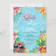 Hawaiian splish stänk sommar bassäng födelseattent