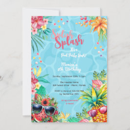 Hawaiian splish stänk sommar bassäng födelseattent inbjudningar