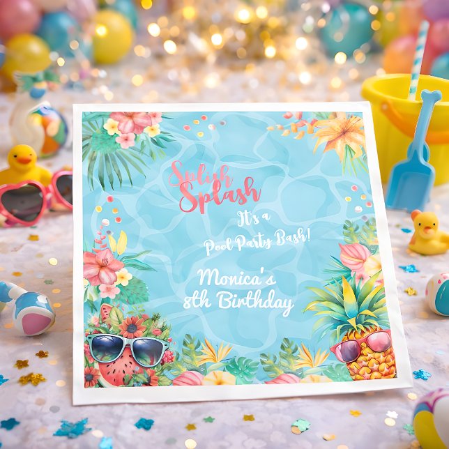 Hawaiian splish stänk sommar bassäng födelseattent pappersservett (Skapare uppladdad)