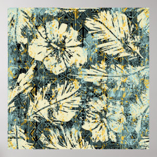 Hawaiian stil hibiscus-tyg med stamryggrad poster
