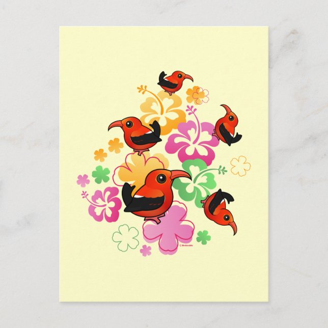 Hawaiian-stil 'I'iwi' Vykort (Framsida)