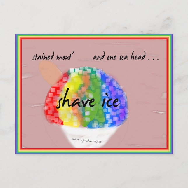 Hawaiian Stil Shave Ice - Rainbow Flavor Postcard Vykort (Framsida)