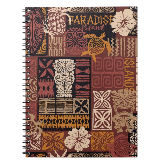 Hawaiian stil, stammotiv för vävnadspatchwork abst anteckningsbok (Framsidan)