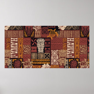 Hawaiian stil, stammotiv för vävnadspatchwork abst poster