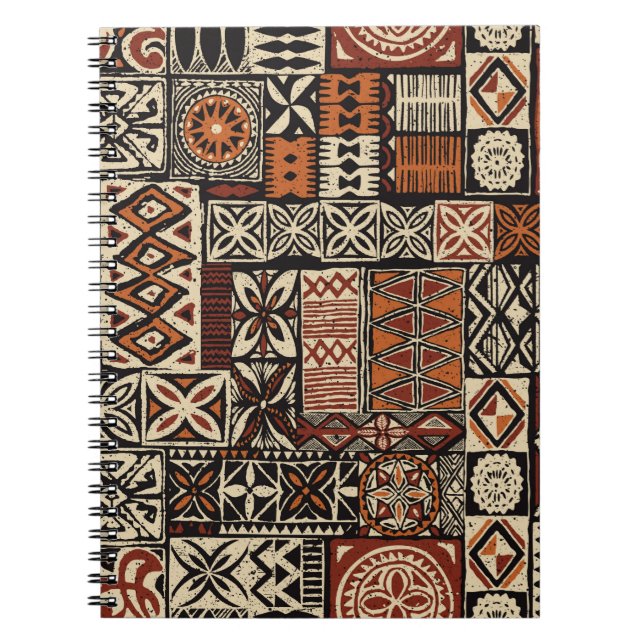Hawaiian stil tapa stam abstrakt patchwo anteckningsbok (Framsidan)