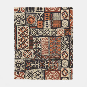 Hawaiian stil tapa stam abstrakt patchwo fleecefilt