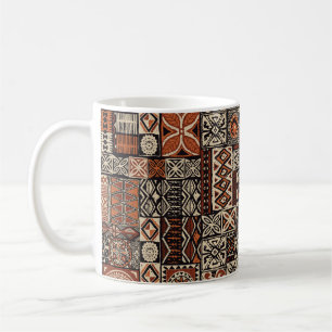 Hawaiian stil tapa stam abstrakt patchwo kaffemugg