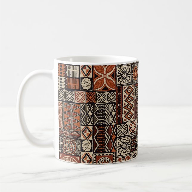 Hawaiian stil tapa stam abstrakt patchwo kaffemugg (Vänster)
