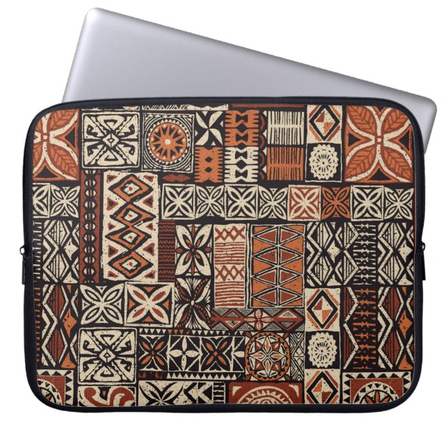 Hawaiian stil tapa stam abstrakt patchwo laptop fodral (Framsidan)