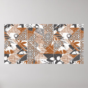 Hawaiian stil tapa stam abstrakt patchwo poster