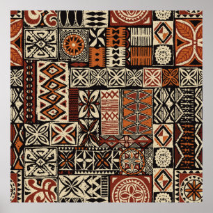 Hawaiian stil tapa stam abstrakt patchwo poster