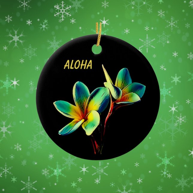 Hawaiian Stunning Plumeria-julprydnad Julgransprydnad Keramik (Celebrate Christmas by adding  a Hawaiian-themed Christmas ornament to your tree!)