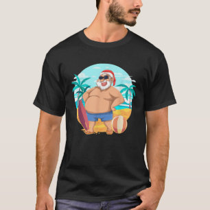 Hawaiian Summer Funny Jultomten Tropical Christm T Shirt