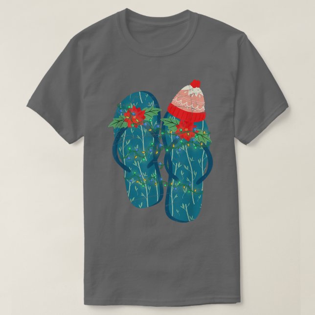 Hawaiian Summer Julafton Flinflip flops Mistletoe  T Shirt (Design framsida)