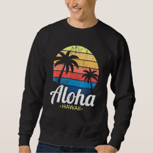 Hawaiian Summer Tropical Sunset Handflatan Träd Al Lång Ärmad Tröja