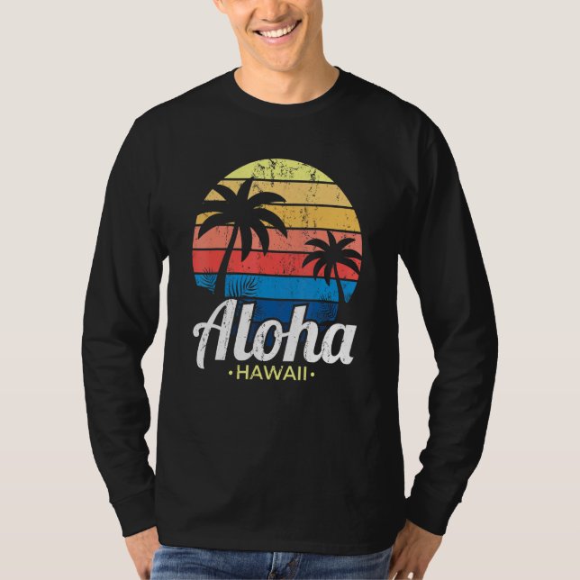 Hawaiian Summer Tropical Sunset Handflatan Träd Al T Shirt (Framsida)