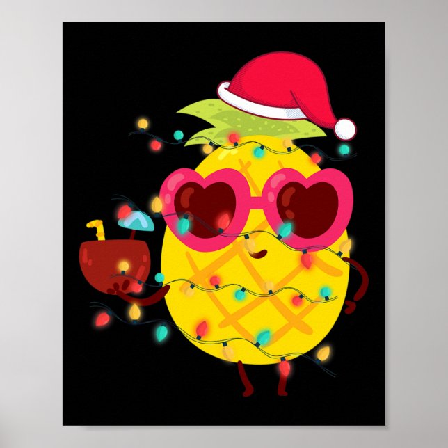 Hawaiian Summer Tropical Xmas Pineapple Christmas  Poster (Framsidan)