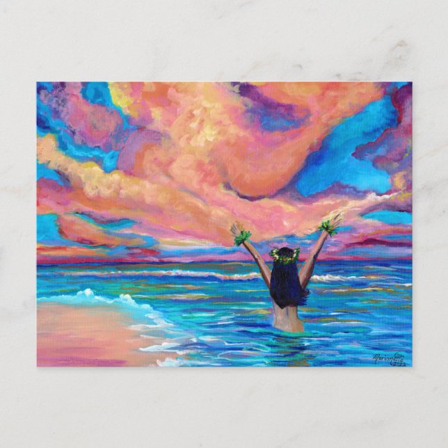 Hawaiian Sunrise Aloha eller Mahalo Card Vykort (Framsida)