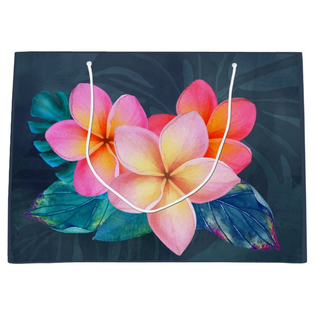 Hawaiian Sunrise Plumeria Large Gift Bag (Framsidan)