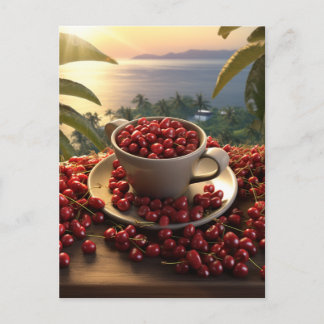 Hawaiian Sunset Close Coffee Cherries Paradise Vykort