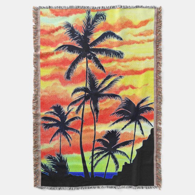 Hawaiian Sunset Coco Handflatan Filt (Framsidan Vertikal)