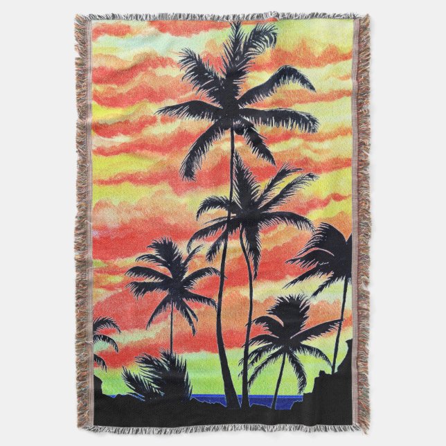 Hawaiian Sunset Coco Handflatan Filt (Framsidan Vertikal)