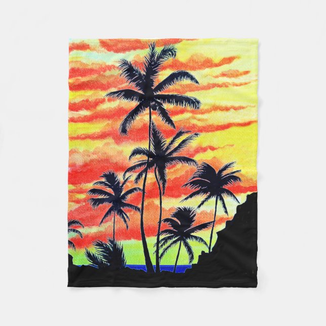 Hawaiian Sunset Coco Handflatan Fleecefilt (Framsidan)