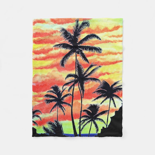 Hawaiian Sunset Coco Handflatan Fleecefilt (Framsidan)