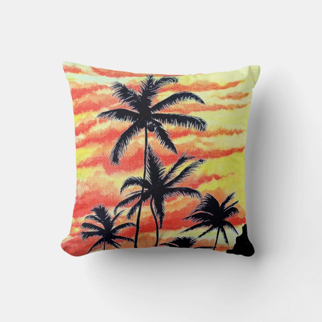 Hawaiian Sunset Coco Handflatan Kudde (Framsida)