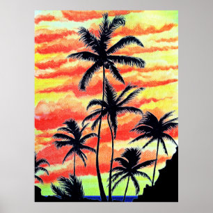 Hawaiian Sunset Coco Handflatan Poster