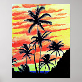 Hawaiian Sunset Coco Handflatan Poster
