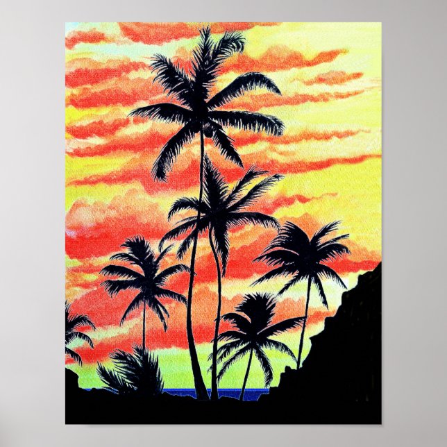 Hawaiian Sunset Coco Handflatan Poster (Framsidan)