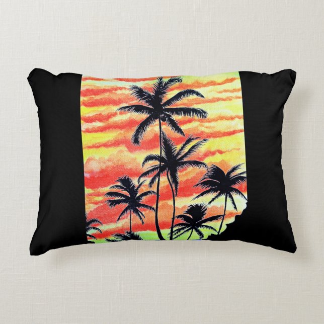 Hawaiian Sunset Coco Handflatan Prydnadskudde (Framsidan)