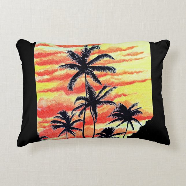 Hawaiian Sunset Coco Handflatan Prydnadskudde (Framsidan)
