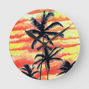 Hawaiian Sunset Coco Handflatan Rund Klocka