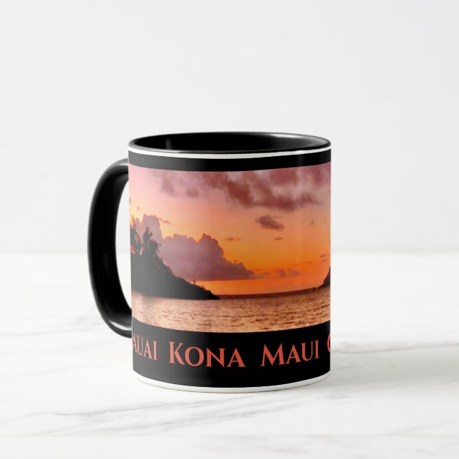 Hawaiian Sunset Coffee Mugg - Kona Kauai Maui O'ah (Framsida vänster)